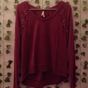 Long Sleeve, Wide V-Neck Shirt.